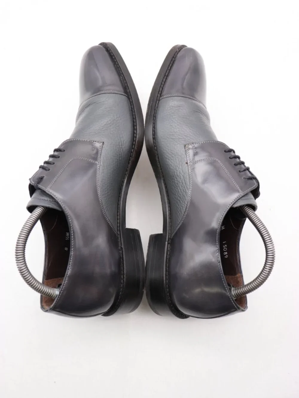 Mezlan Gray Leather Cap Toe Men's Size 8.5 M Derby Oxford Dress Shoes
